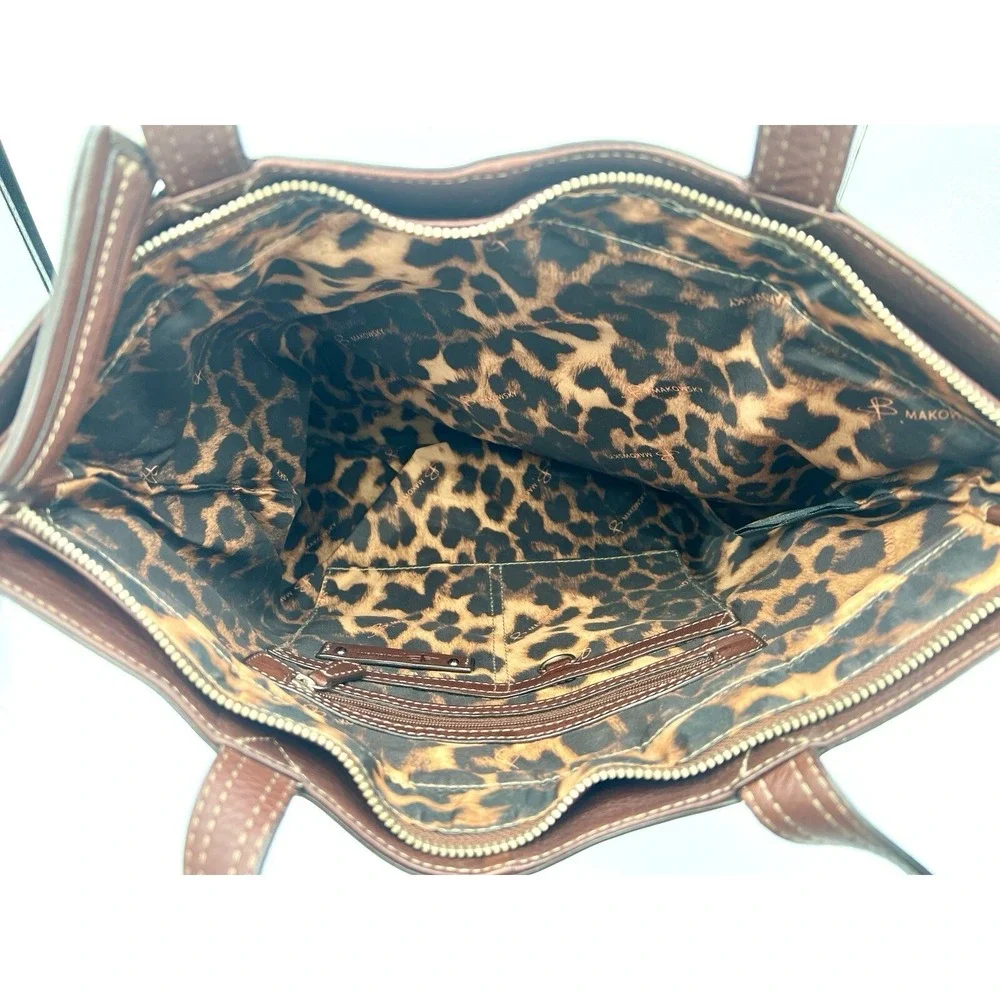 B. Makowsky Brown Leather Large Shoulder Handbag Purse‎ - Picture 15 of 16